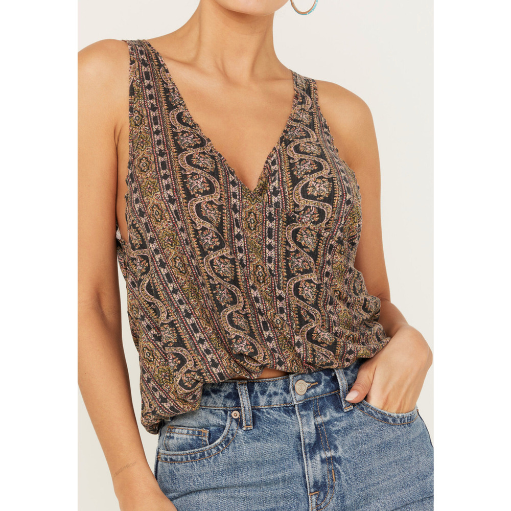 Free People Paisley Print Tank Top - Brown and Black